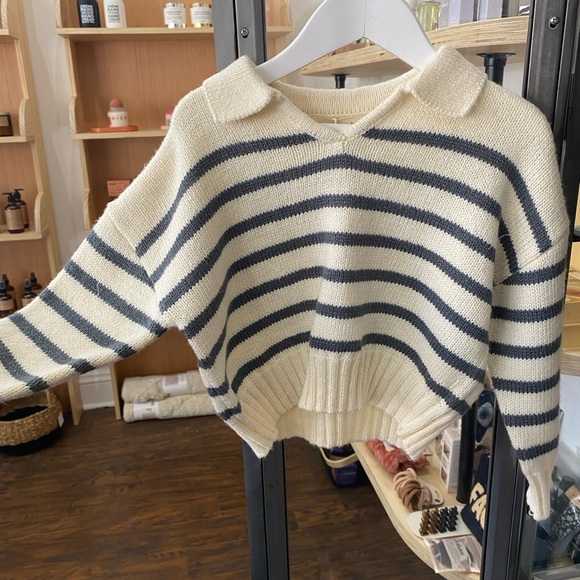 RYLEE + CRU Collard Striped Sweater girl boy - Picture 3 of 3
